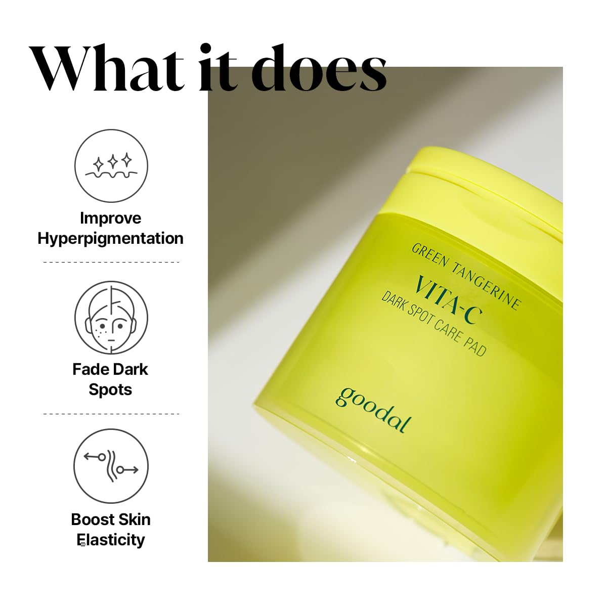 GOODAL Green Tangerine Vita C Toner Pads, Korean Skin Care, K-Beauty, Glass Skin, 70 Sheets