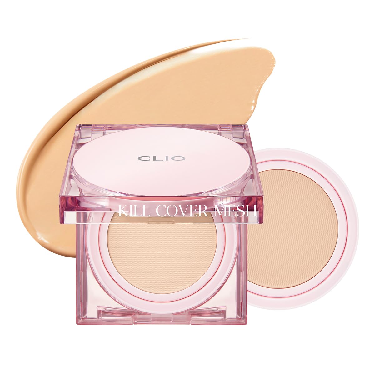 CLIO Kill Cover Mesh Glow Cushion Foundation ([Refill Included] 15g*2, 23N GINGER), Glass Skin, Long-Lasting, Lightweight, Buildable Coverage, Glowy Skin Makeup