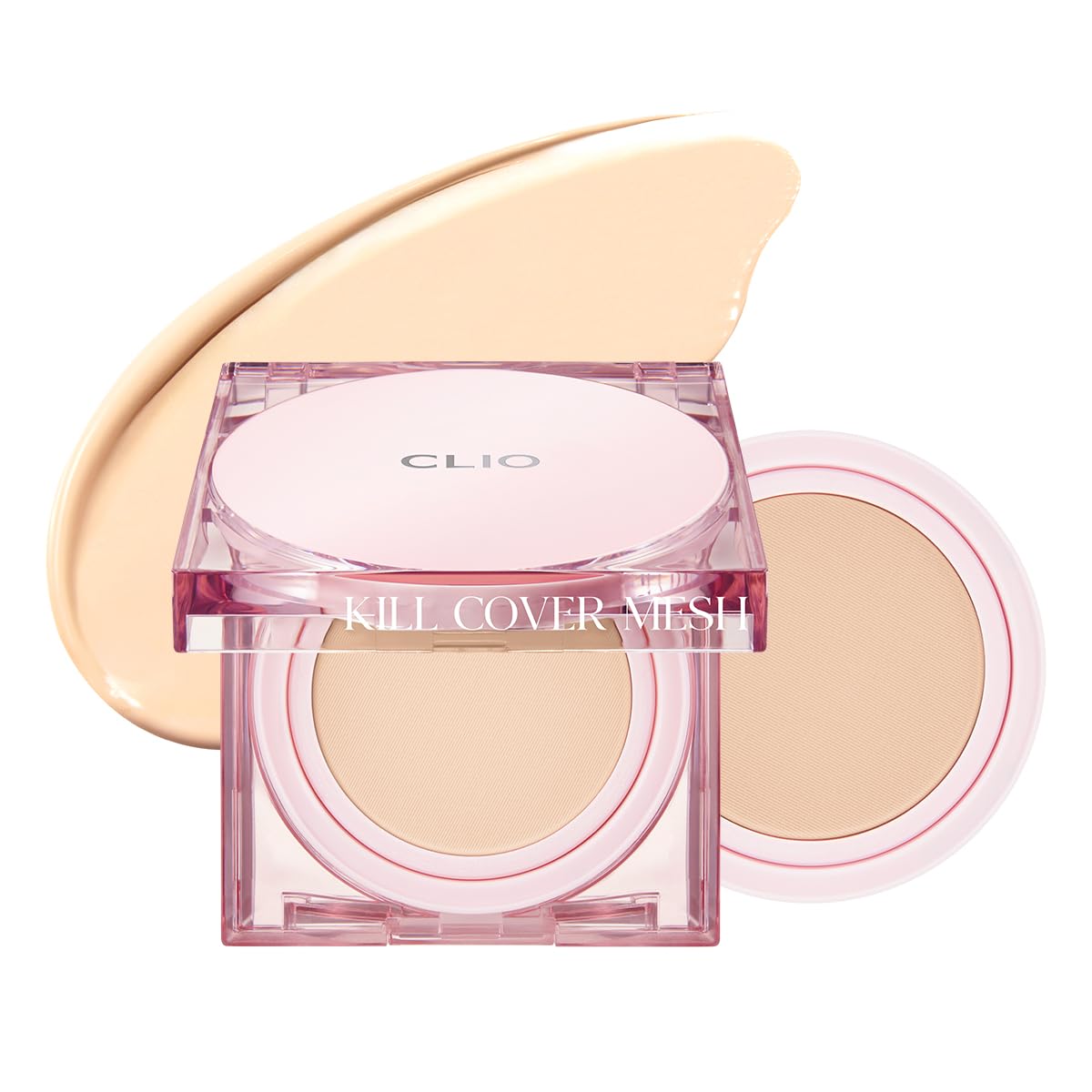 CLIO Kill Cover Mesh Glow Cushion Foundation ([Refill Included] 15g*2, 23N GINGER), Glass Skin, Long-Lasting, Lightweight, Buildable Coverage, Glowy Skin Makeup