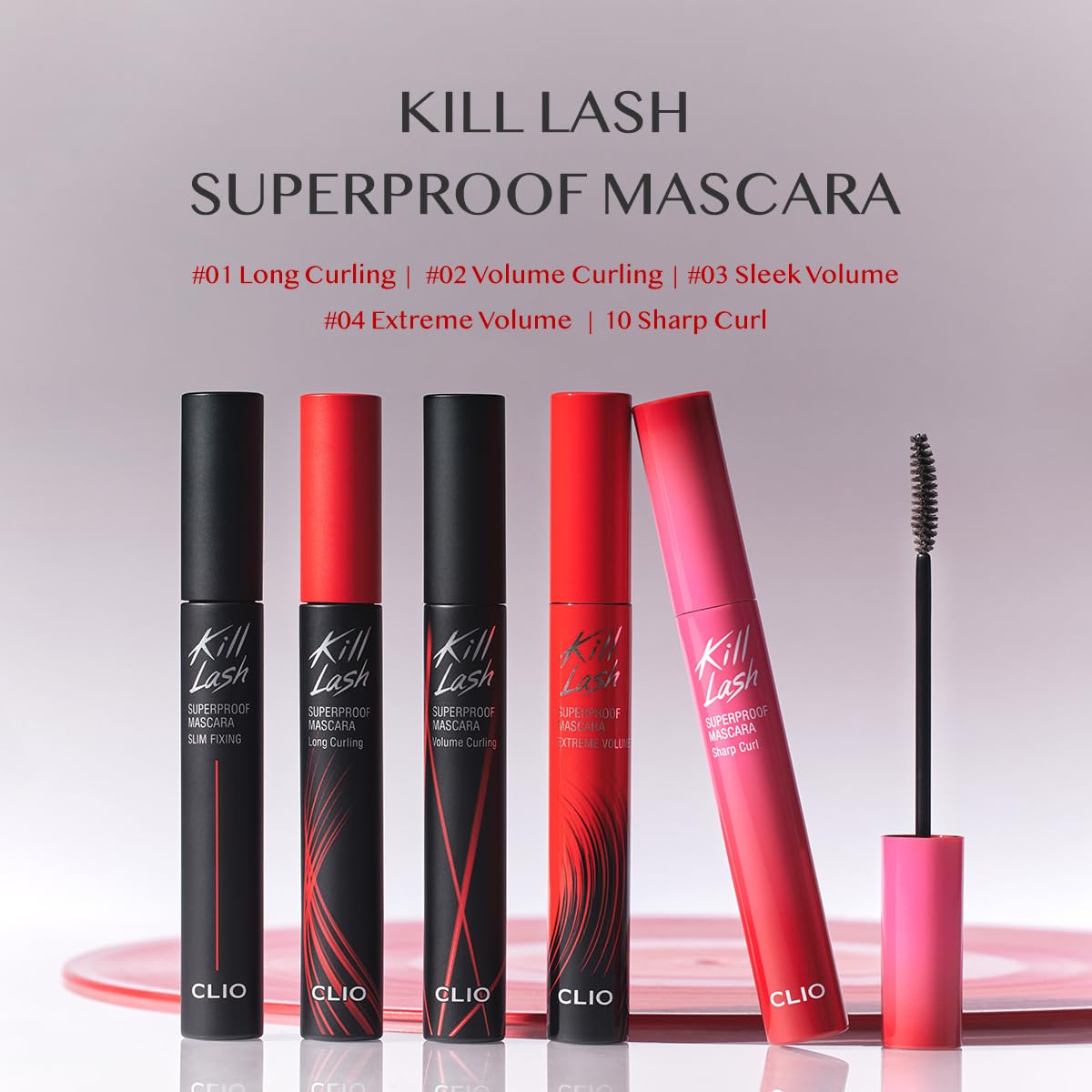 CLIO Kill Lash Superproof Mascara - Long & Curl up Waterproof Black Mascara, Volumizing & Lengthening, Long-wearing (#01)