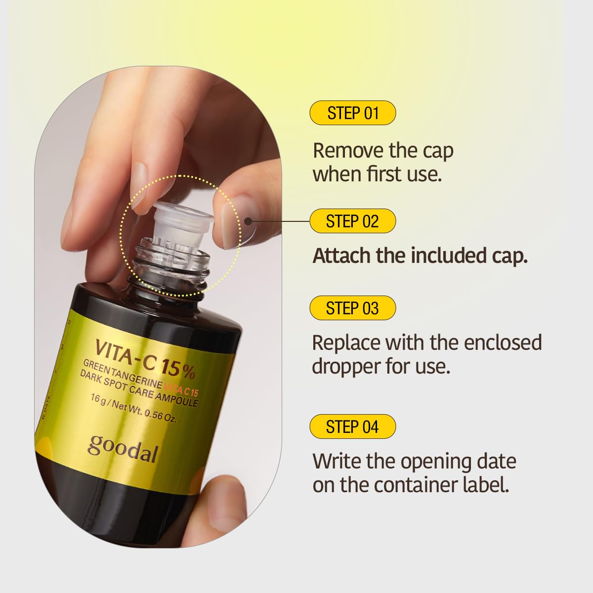 GOODAL Green Tangerine Vita C 15 Ampoule, Korean Skin Care, Vitamin C Serum, Hydrating Daily Facial Care for Fine Lines, Dull Skin, K Beauty, 16g/0.56 Oz