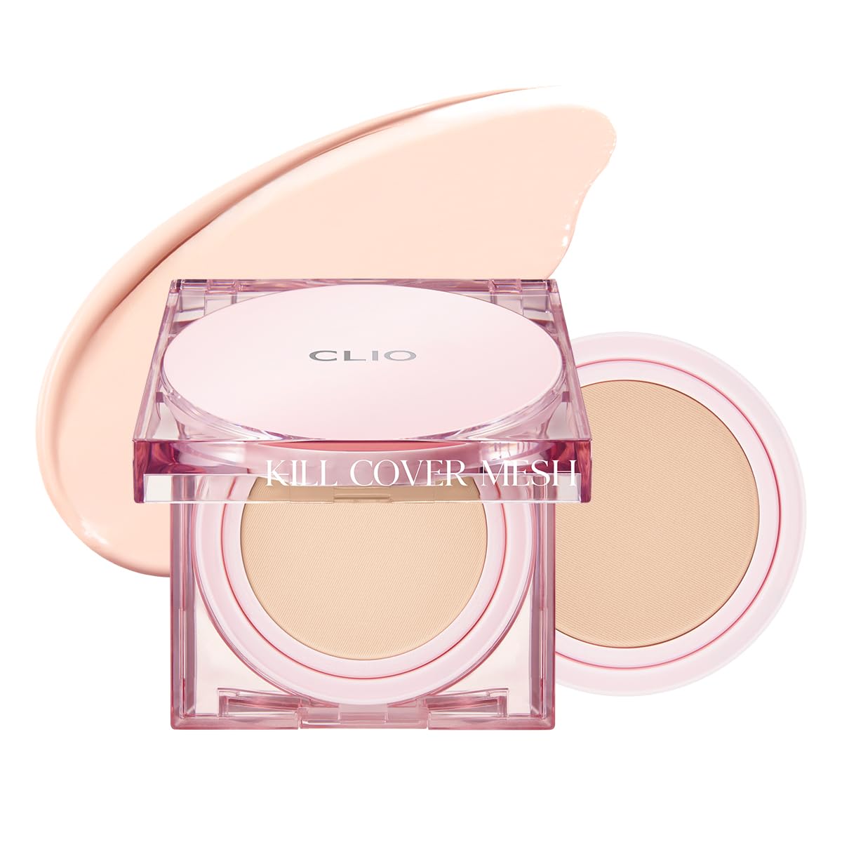 CLIO Kill Cover Mesh Glow Cushion Foundation ([Refill Included] 15g*2, 23N GINGER), Glass Skin, Long-Lasting, Lightweight, Buildable Coverage, Glowy Skin Makeup