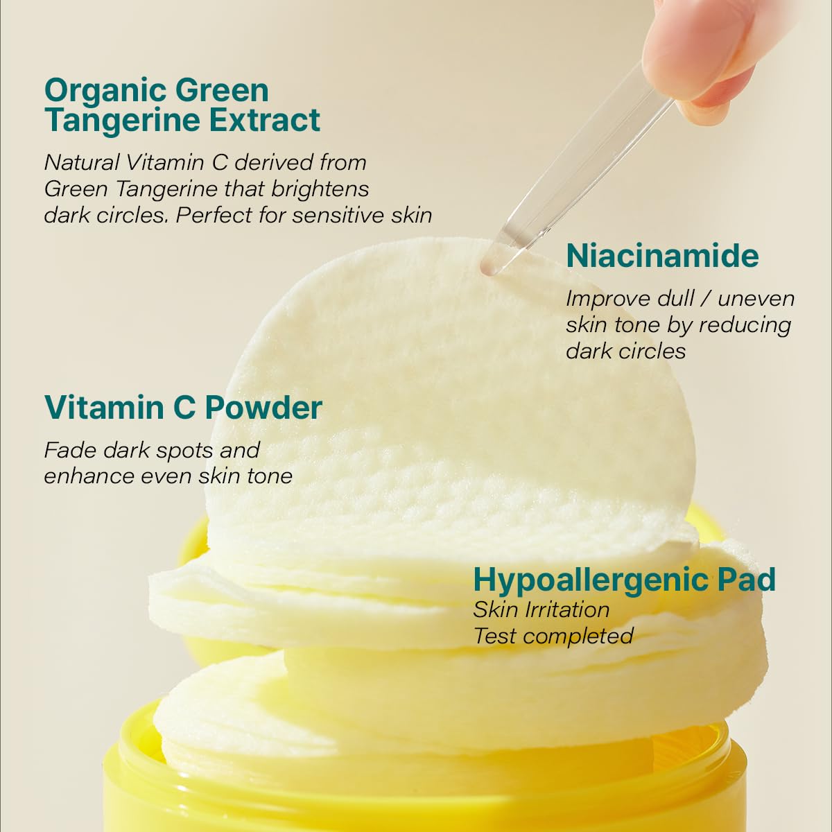 GOODAL Green Tangerine Vita C Toner Pads, Korean Skin Care, K-Beauty, Glass Skin, 70 Sheets
