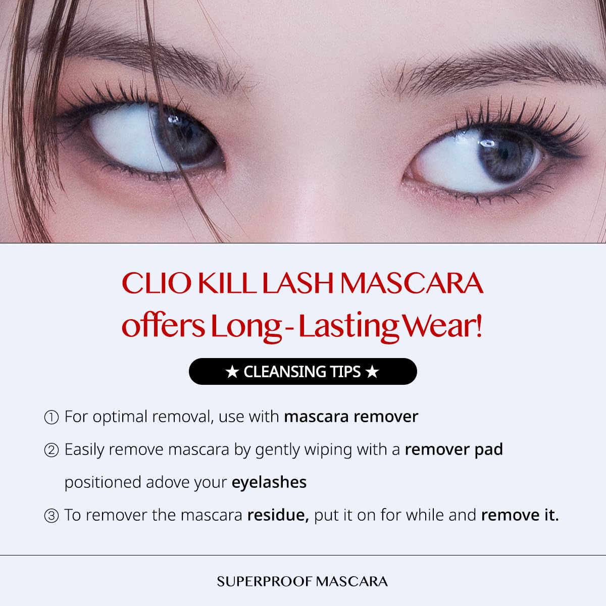 CLIO Kill Lash Superproof Mascara - Long & Curl up Waterproof Black Mascara, Volumizing & Lengthening, Long-wearing (#01)